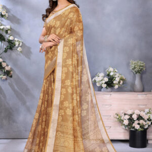 Mameraa Floral Printed Zari Art Silk Saree - Image 2