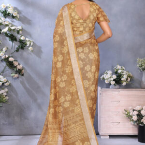 Mameraa Floral Printed Zari Art Silk Saree - Image 3