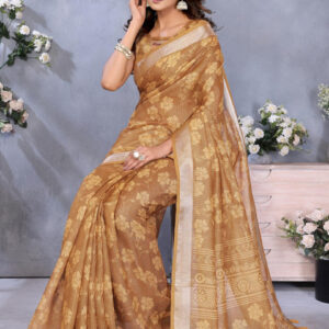 Mameraa Floral Printed Zari Art Silk Saree - Image 6
