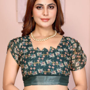 Mameraa Floral Printed Zari Saree - Image 7