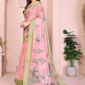 Mameraa Floral Printed Zari Saree - Image 3