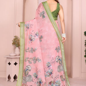 Mameraa Floral Printed Zari Saree - Image 4
