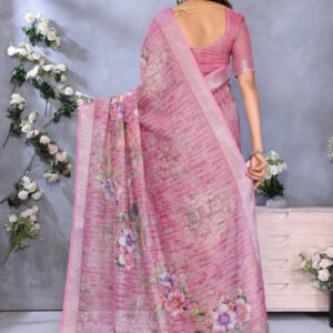 Mameraa Floral Printed Zari Saree - Image 5