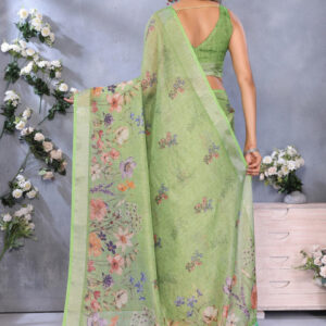 Mameraa Floral Printed Zari Saree - Image 3