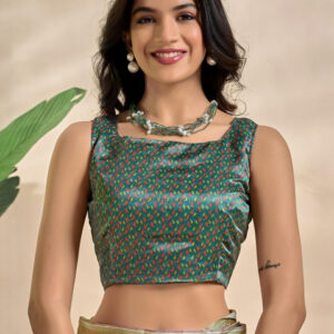 Mameraa Floral Printed Zari Saree - Image 6