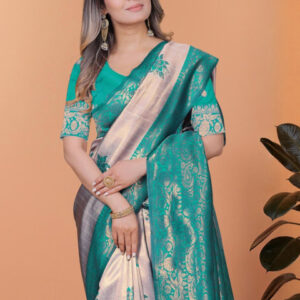 Mameraa Floral Woven Design Zari Saree - Image 2