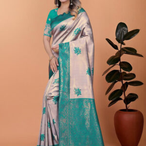 Mameraa Floral Woven Design Zari Saree - Image 3