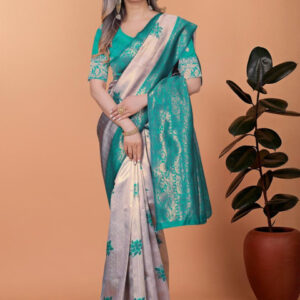 Mameraa Floral Woven Design Zari Saree - Image 5