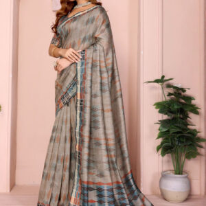 Mameraa Geometric Printed Saree With Blouse Piece - Image 2