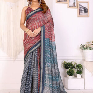 Mameraa Geometric Printed Woven Design Saree - Image 1