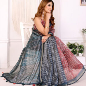 Mameraa Geometric Printed Woven Design Saree - Image 5