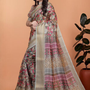 Mameraa Printed Ethnic Motifs Zari Saree - Image 2