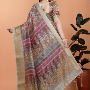 Mameraa Printed Ethnic Motifs Zari Saree - Image 4