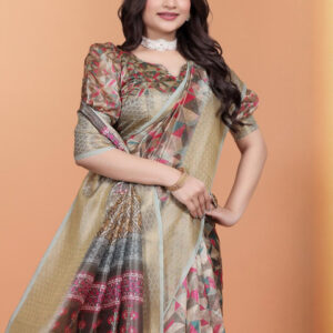 Mameraa Printed Ethnic Motifs Zari Saree - Image 5