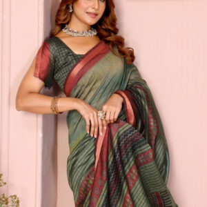 Mameraa Tie and Dye Dyed Saree With Blouse Piece - Image 2