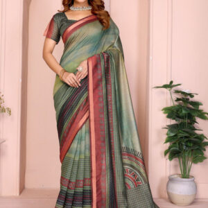 Mameraa Tie and Dye Dyed Saree With Blouse Piece - Image 1