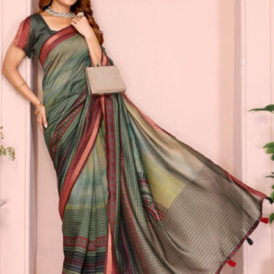 Mameraa Tie and Dye Dyed Saree With Blouse Piece - Image 5