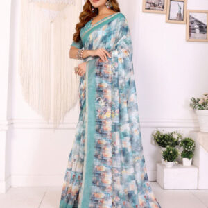Mameraa Women Abstract Printed Saree - Image 3
