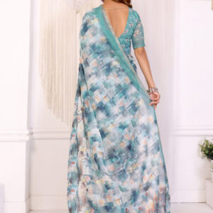 Mameraa Women Abstract Printed Saree - Image 5