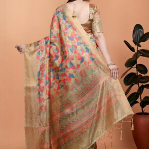 Mameraa Women Abstract Printed Woven Design Zari Saree - Image 3