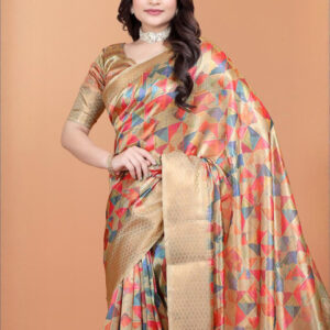 Mameraa Women Abstract Printed Woven Design Zari Saree - Image 5