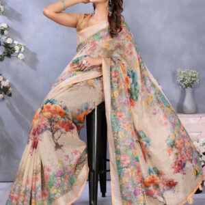 Mameraa Women Floral Printed Saree - Image 5