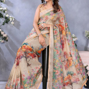 Mameraa Women Floral Printed Saree - Image 6