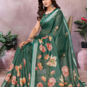 Mameraa Women Floral Printed Saree - Image 5