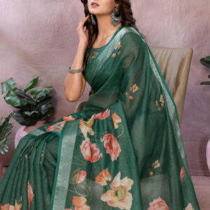 Mameraa Women Floral Printed Saree - Image 6