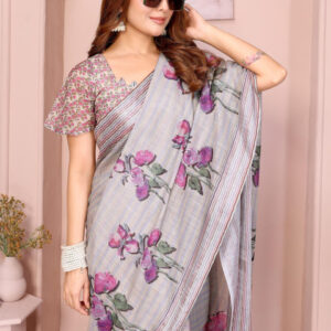 Mameraa Women Floral Printed Saree - Image 2
