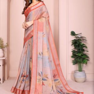 Mameraa Women Floral Printed Zari Saree - Image 2