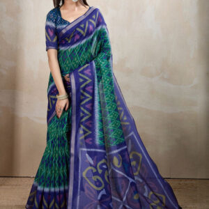 Mameraa Women Floral Printed Zari Saree - Image 1