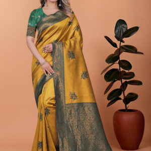 Mameraa Women Floral Woven Design Zari Saree - Image 1