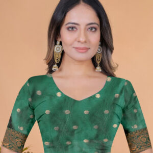 Mameraa Women Floral Woven Design Zari Saree - Image 6