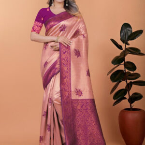 Mameraa Women Floral Woven Design Zari Saree - Image 1