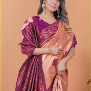Mameraa Women Floral Woven Design Zari Saree - Image 2