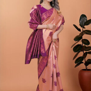 Mameraa Women Floral Woven Design Zari Saree - Image 3