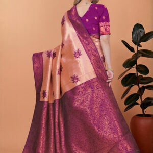 Mameraa Women Floral Woven Design Zari Saree - Image 5