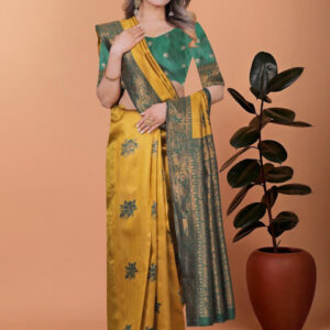 Mameraa Women Floral Woven Design Zari Saree - Image 4