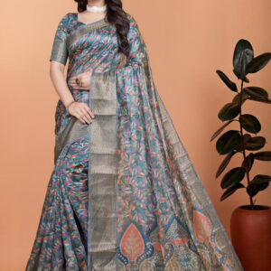 Mameraa Women Floral Zari Saree - Image 1
