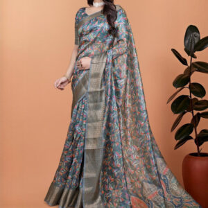 Mameraa Women Floral Zari Saree - Image 2