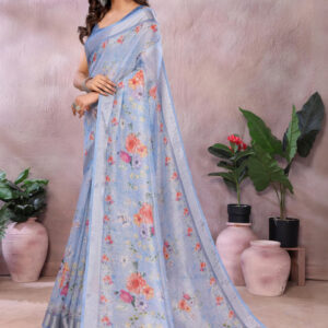 Mameraa Women Printd Floral Saree - Image 2