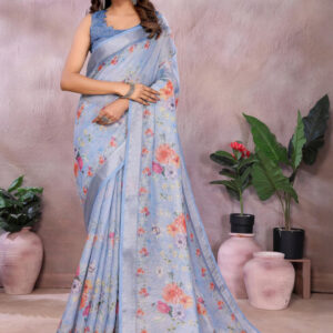 Mameraa Women Printd Floral Saree - Image 1
