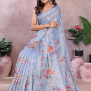 Mameraa Women Printd Floral Saree - Image 4