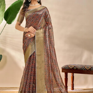 Mameraa Women printed Floral Saree - Image 1