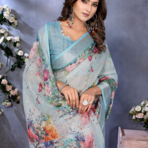 Mameraa Women Printed Floral Saree - Image 2