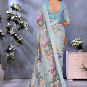 Mameraa Women Printed Floral Saree - Image 4