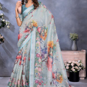 Mameraa Women Printed Floral Saree - Image 5