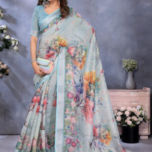 Mameraa Women Printed Floral Saree - Image 6