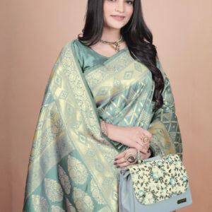 Mameraa Women Woven Design Geometric Saree - Image 2